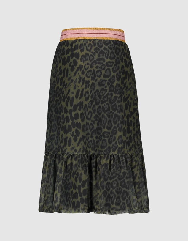 Like FLO - Green Leopard Print Maxi Skirt - Kids-Teens