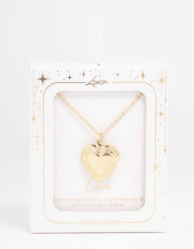 Lovisa - Gold Plated Detailed Heart Locket Necklace