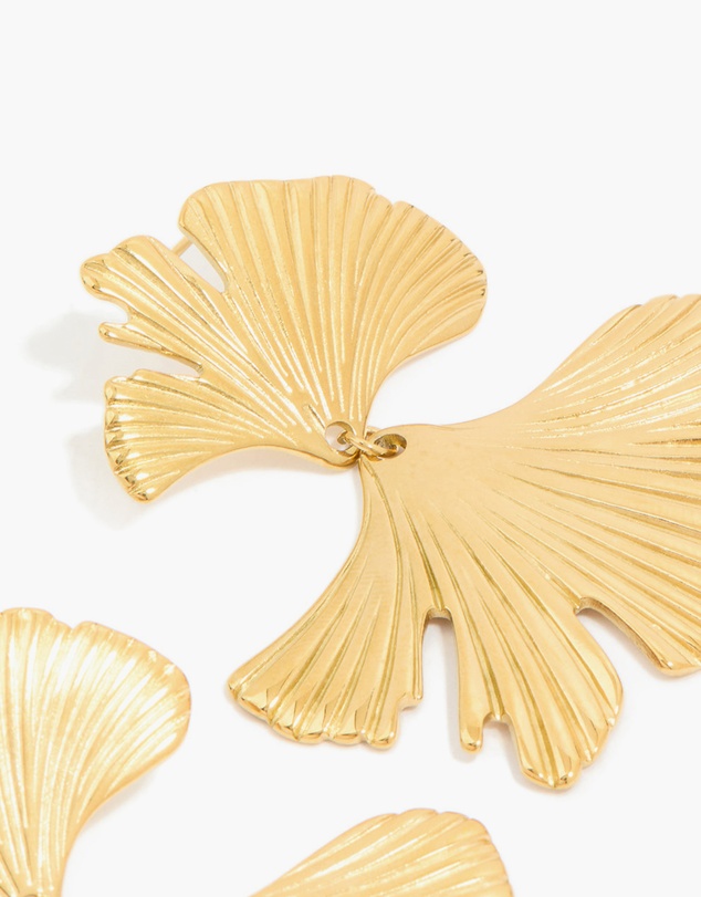 Lovisa - Waterproof Gold Plated Stainless Steel Double Ribbed Fan Drop Earrings