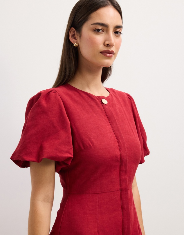 The Fated - Maren Puff Sleeve Midi Dress