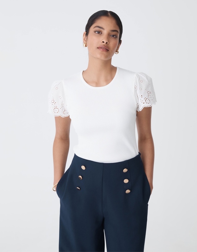 Forcast - Sasha Embroidery Knit Top