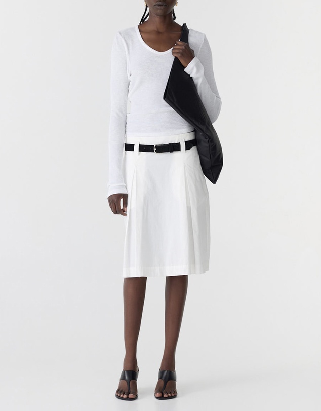 Bassike - Crushed Cotton Box Pleat Skirt