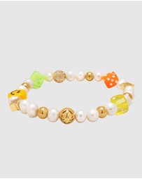 Nialaya Jewellery - Men's Pair of Dice Pearl Bracelet