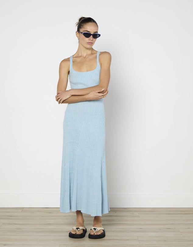 Cirkular - Pre-Loved - Anna Quan Ribbed Knit Dress In Baby Blue