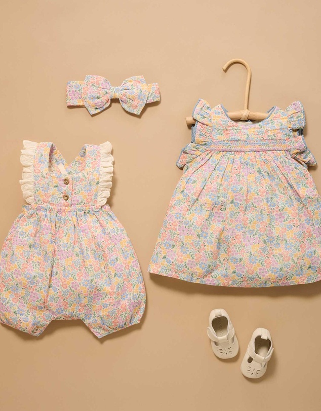 Purebaby - Floral Romper -Kids-Babies