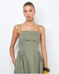 Revibe - Repaired AERE Gabriella Linen Midi Dress - AU 12