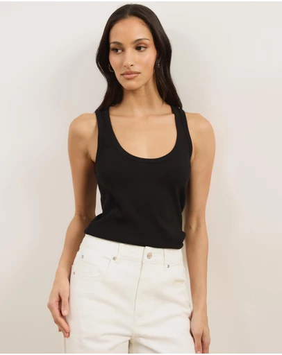 Atmos&Here - Ava Deep Scoop Organic Rib Racer Back Tank Top