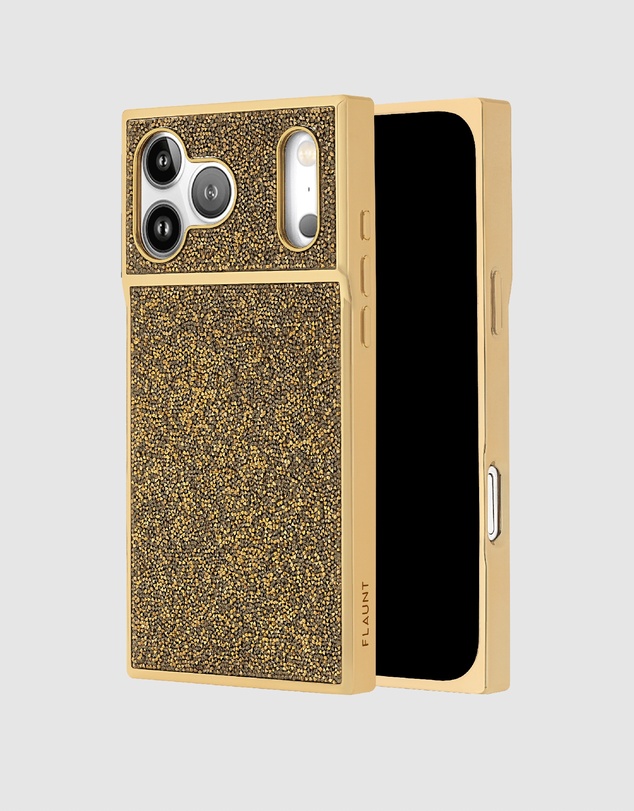 Flaunt - Flaunt Square Elegance Gold Crystal MagSafe Case for iPhone 18 Pro / 17 Pro