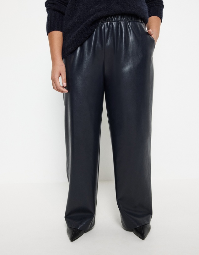 Commonry - Faux Leather Pull On Pant
