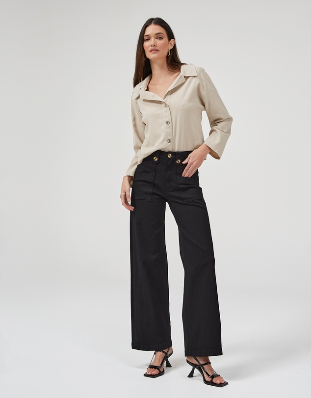 DRICOPER DENIM - Carrie Black Wide Straight Leg Jeans