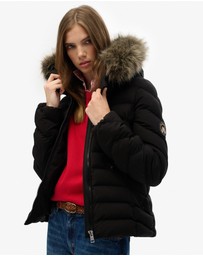 Superdry - Fuji Faux Fur Slim Fit Hood Padded Jacket