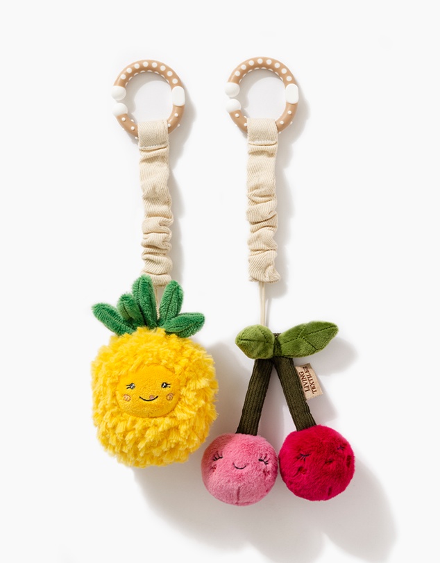 Living Textiles - 2 Pack Mini Market Brunch Stroller Toys - Pineapple & Cherries