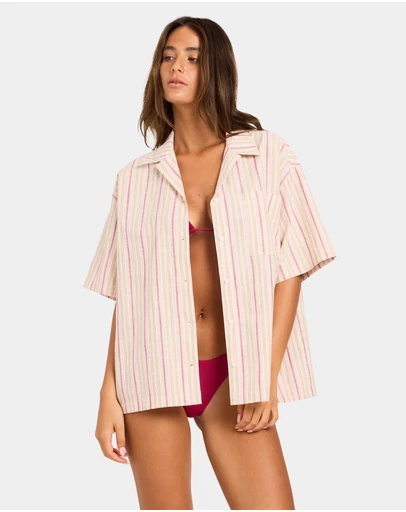Roxy - Womens Carter Striped Short Sleeve Shirt