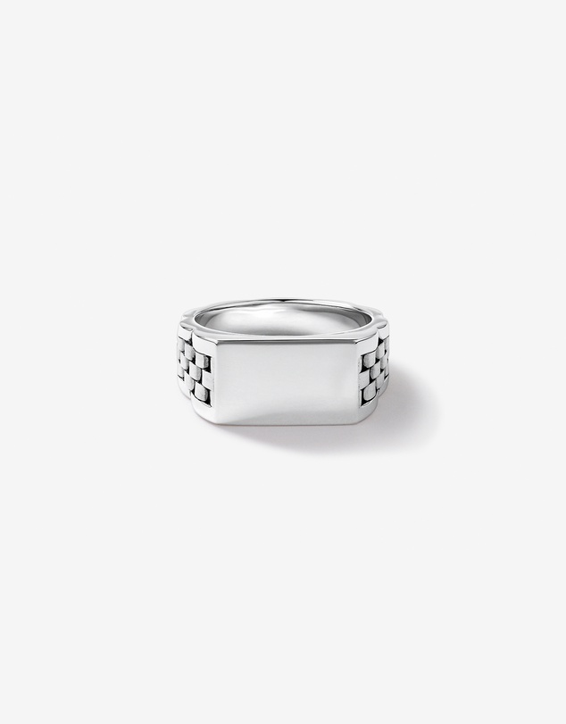 Michael Hill - Men's Link Pattern Textured Signet Ring in Sterling Silver