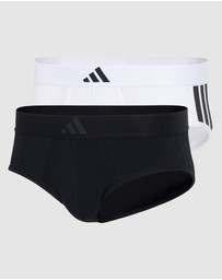 adidas Sportswear - 2 Pack Active Flex Cotton 3 Stripes Low Rise Brief Underwear