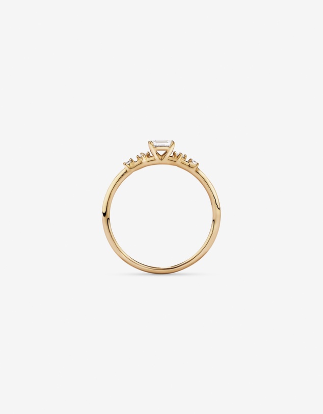 Michael Hill - 0.20TW Emerald Cut and Round Brilliant Laboratory-Grown Diamond Promise Ring in 10kt Yellow Gold
