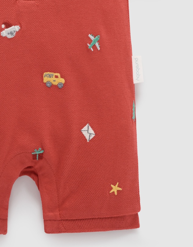 Purebaby - Christmas Polo Growsuit -Kids-Babies