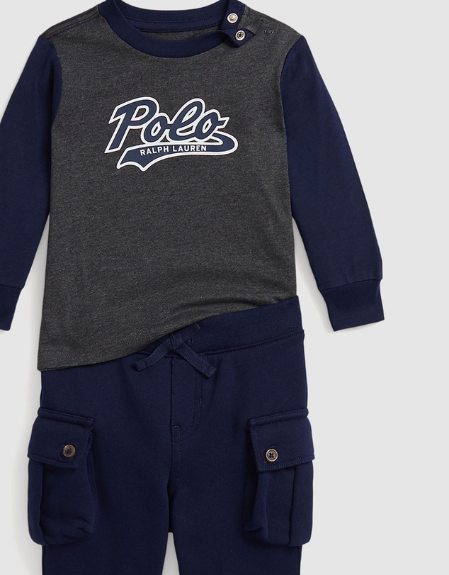Polo Ralph Lauren - Logo Jersey Tee & Fleece Jogger Pants Set - ICONIC EXCLUSIVE - Babies