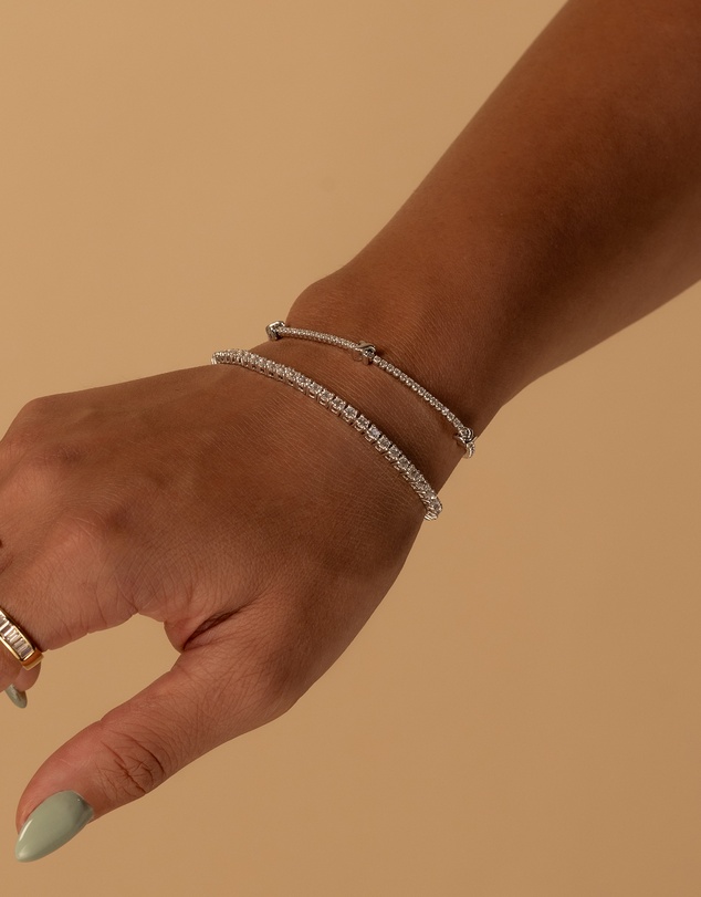 Wanderlust + Co - Pave 925 Sterling Silver Petite Tennis Bracelet