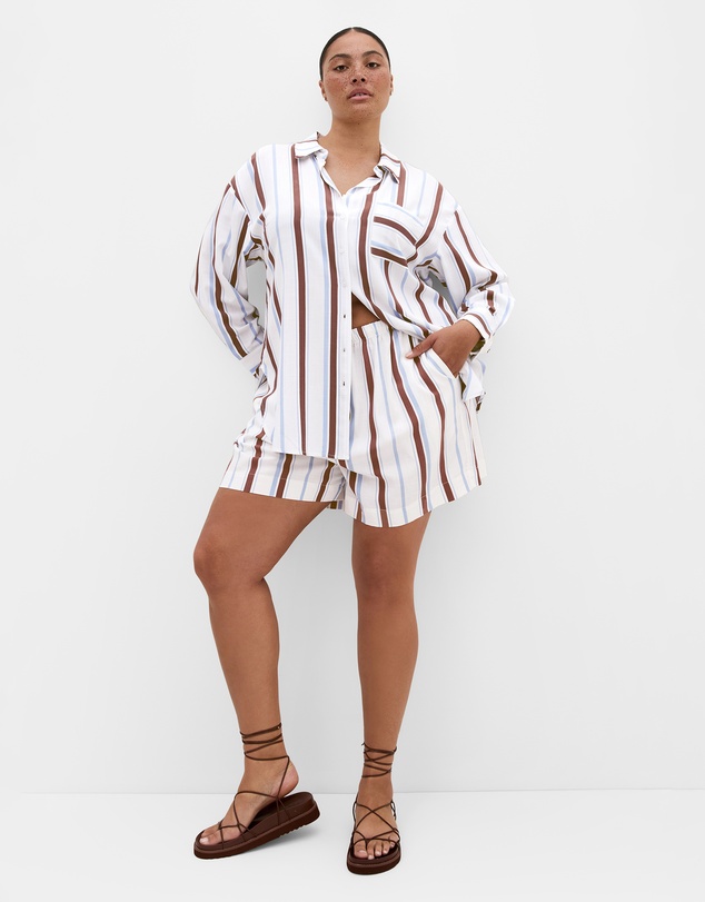 City Chic - Plus size Haven Stripe Shirt - ivory