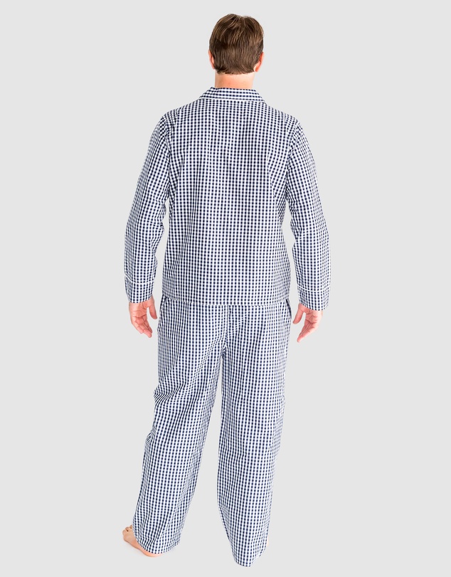 Sant And Abel - Men's Hepburn Gingham Navy Long PJ Set