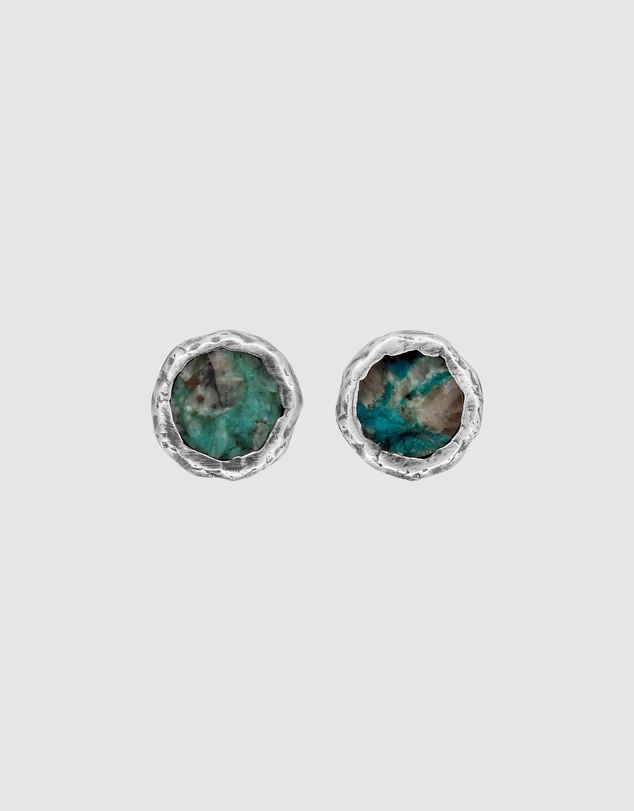 Haze & Glory - ICONIC EXCLUSIVE - Chrysocolla Stud Earrings in 925 Silver