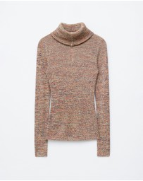 & Other Stories - Melange Knit Half-Zip Top