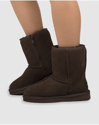 AusWooli Ugg Boots - Bronte Mid Calf Zip-Up Sheepskin Boot
