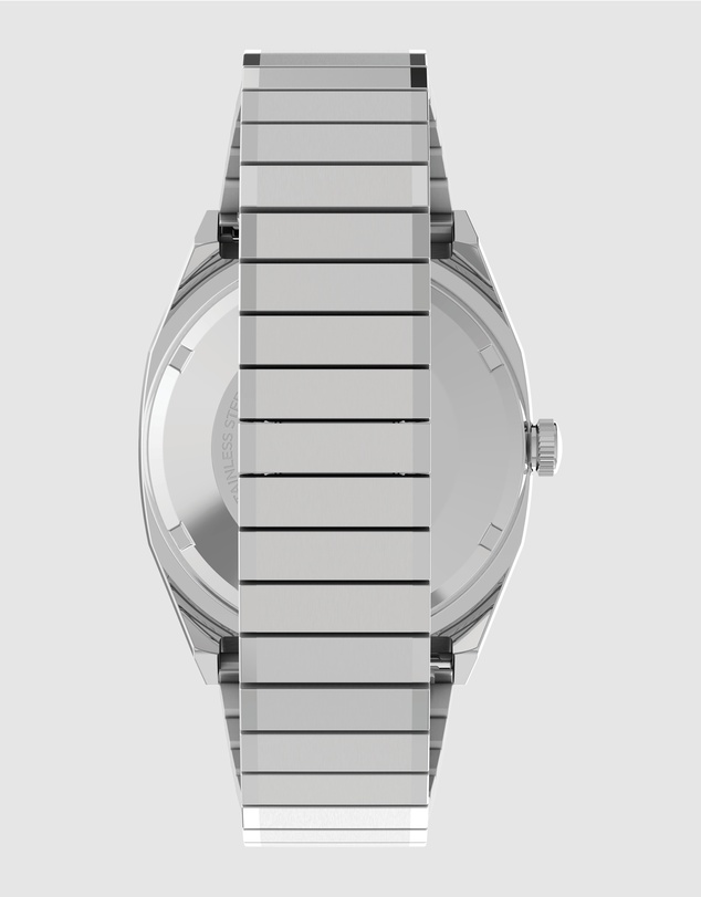 TIMEX - Mens Automatic Reissue Rounded Square 34mm Silver-tone Dial with Stainless Steel Strap