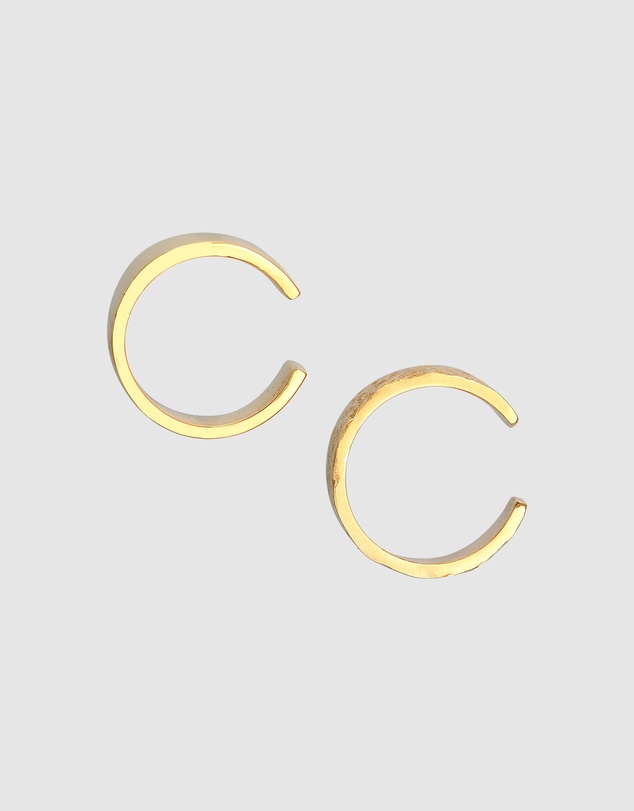 Elli Jewelry - Earrings Earcuff Set Hammered Classic in 925 Sterling Silver Gold Plated