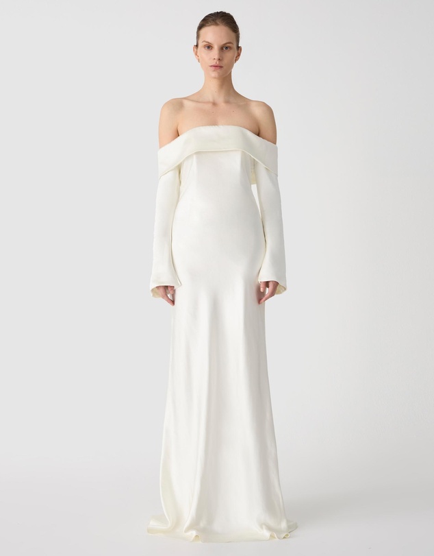 MISHA - Bianca Off Shoulder Long Sleeve Gown