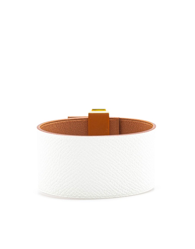 Pre-Loved by Azura Reborn - Pre-Loved hermes Leather Cuff Bracelet Gold Clasp