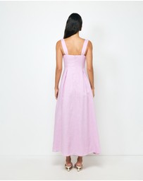 Revibe - Repaired AERE Inara Pleated Linen Midi Dress - AU 14