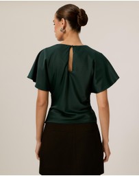 Tussah - Genevieve Flutter Sleeve Satin Top