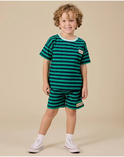 Goldie + Ace - Reverse Stripe Noah Shorts- ICONIC EXCLUSIVE- Babies-Kids