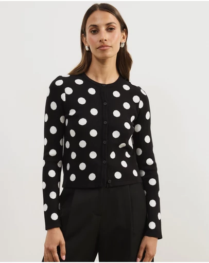 Atmos&Here - Hallie Polka Dot Knit Cardigan