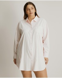 Atmos&Here Curvy - Eve Cotton Stripe Sleep Shirt