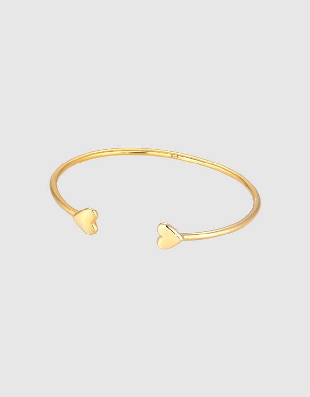 Elli Jewelry - Bracelet Bangle Open Heart Love Valentine in 925 Sterling Silver Gold Plated