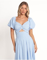 Petal & Pup - Cintra Puff Sleeve Maxi Dress - Blue