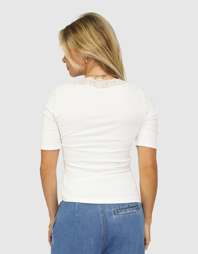 Belle & Bloom - Soft Touch Ribbed Lace Tee