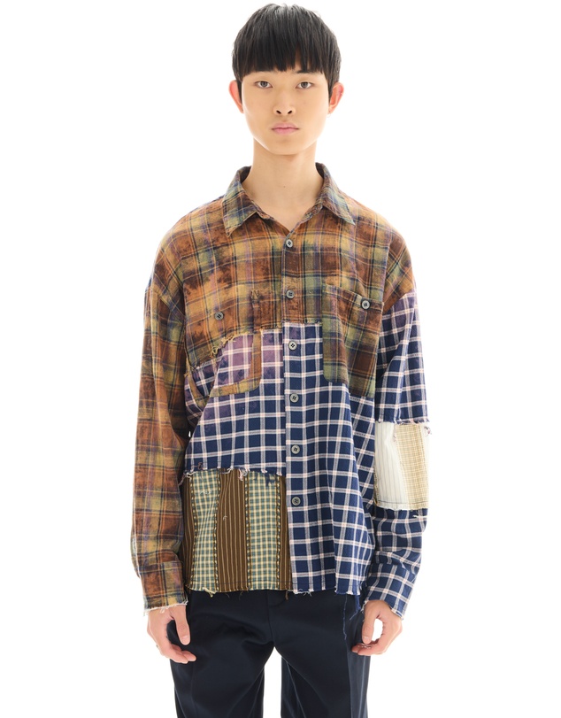 THE TALES - Reworked and Destroyed Mixed Check Shirt