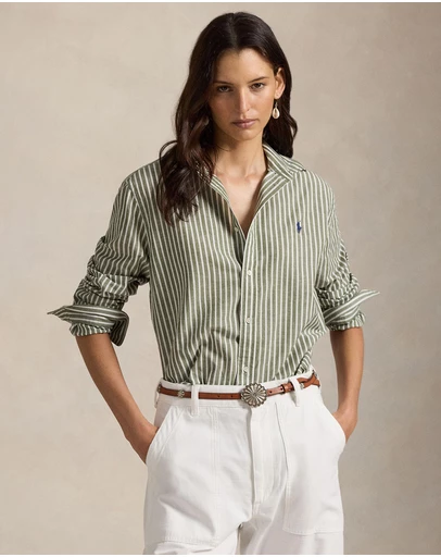 Polo Ralph Lauren - Classic Fit Striped Cotton-Linen Shirt