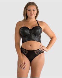 Parfait - Stevie Faux Leather Longline Bustier Bra Top