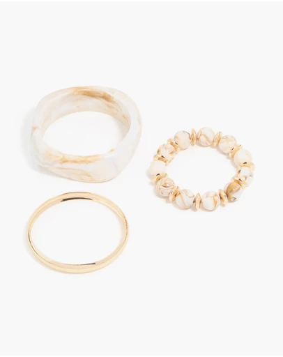 Lovisa - Gold & White Acrylic Bangles 3-Pack
