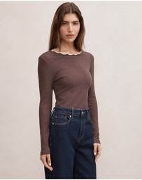 Forever New - Rebecca Scallop Long Sleeves Top