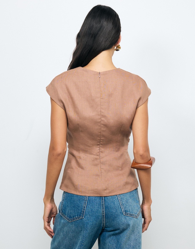 AERE - Lea Gathered Linen Top