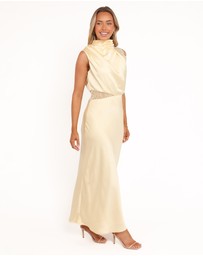 Petal & Pup - Anabelle Halter Neck Lace Maxi Dress - Butter Yellow