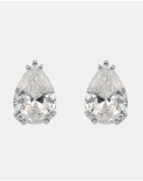 Georgini - Georgini Elegant Essentials 7mm Pear Cut Hidden Halo Stud Silver