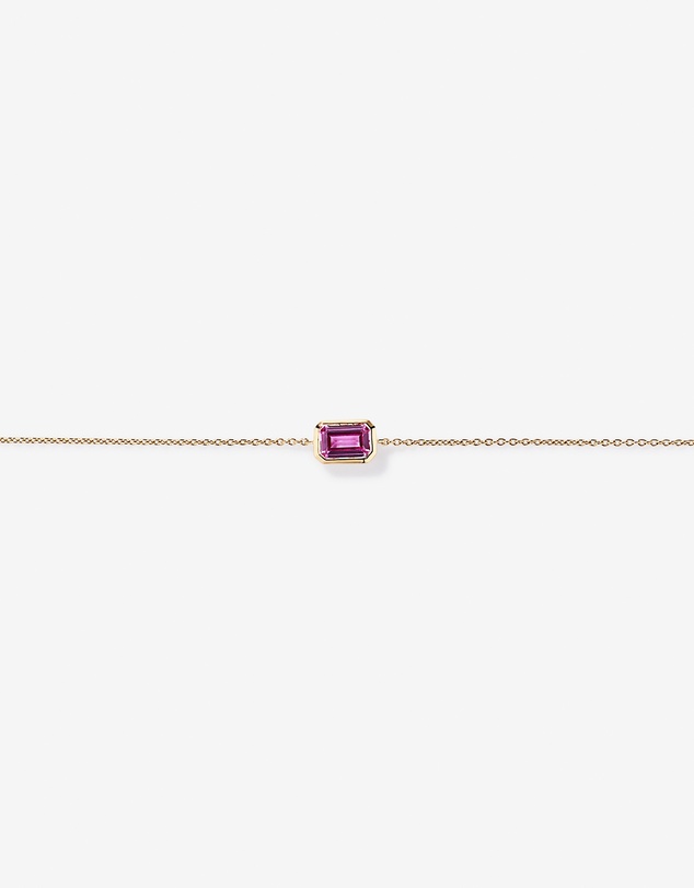 Michael Hill - Emerald Cut Pink Created Sapphire Bezel Bracelet in 10kt Yellow Gold
