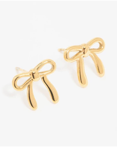Lovisa - Waterproof Gold Plated Stainless Steel Enamel Bow Stud Earrings